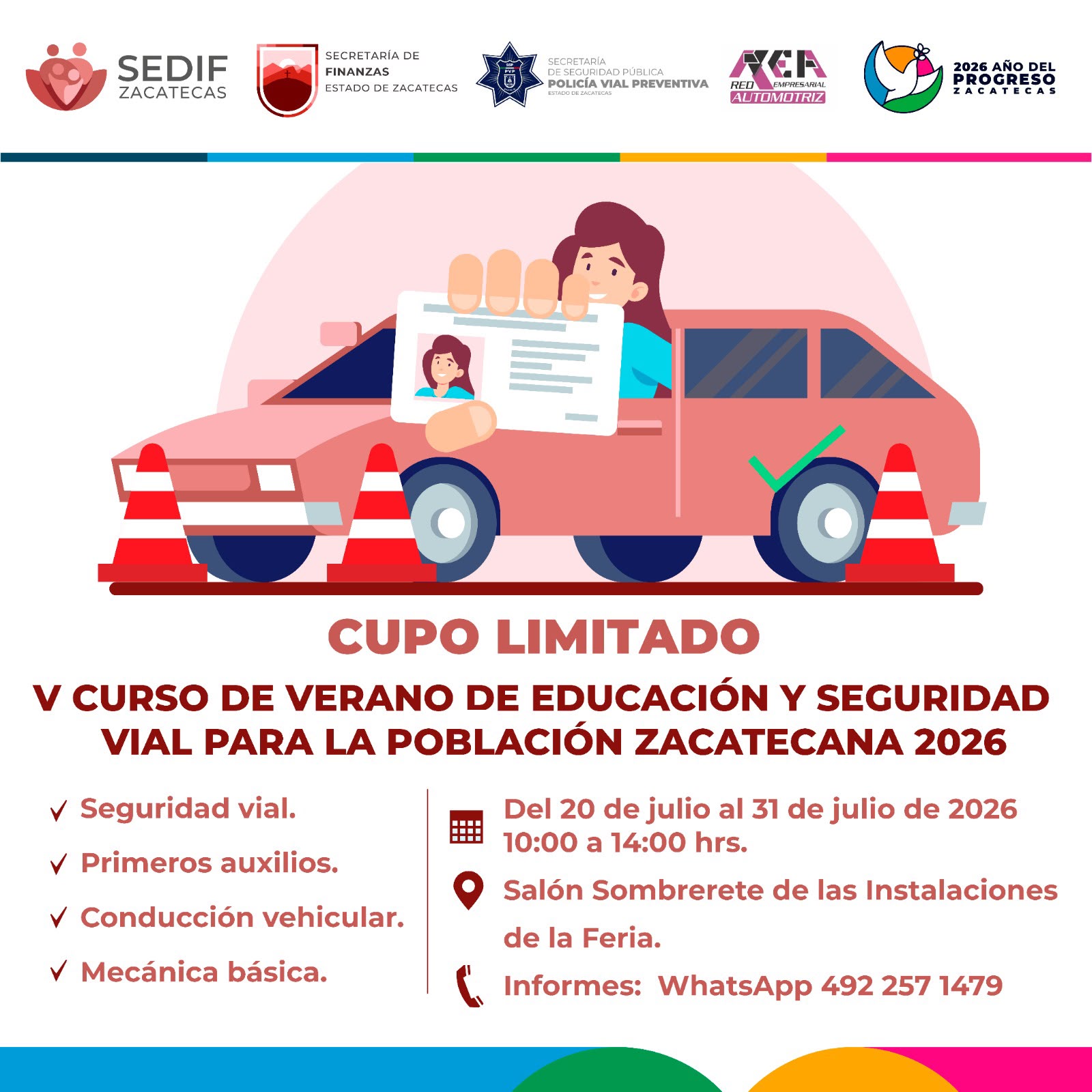 Convoca Gobierno de Zacatecas a participar en el V Curso de Verano de Educación y Seguridad Vial para la población