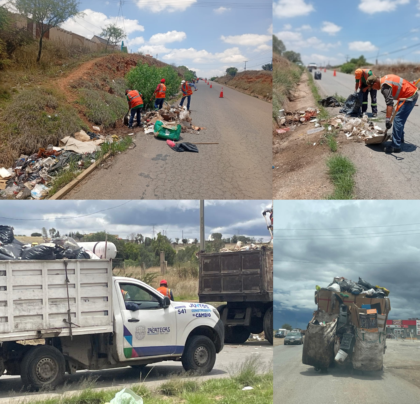 Limpia Guadalupe basura que tiran camiones de la capital en carretera a Sauceda