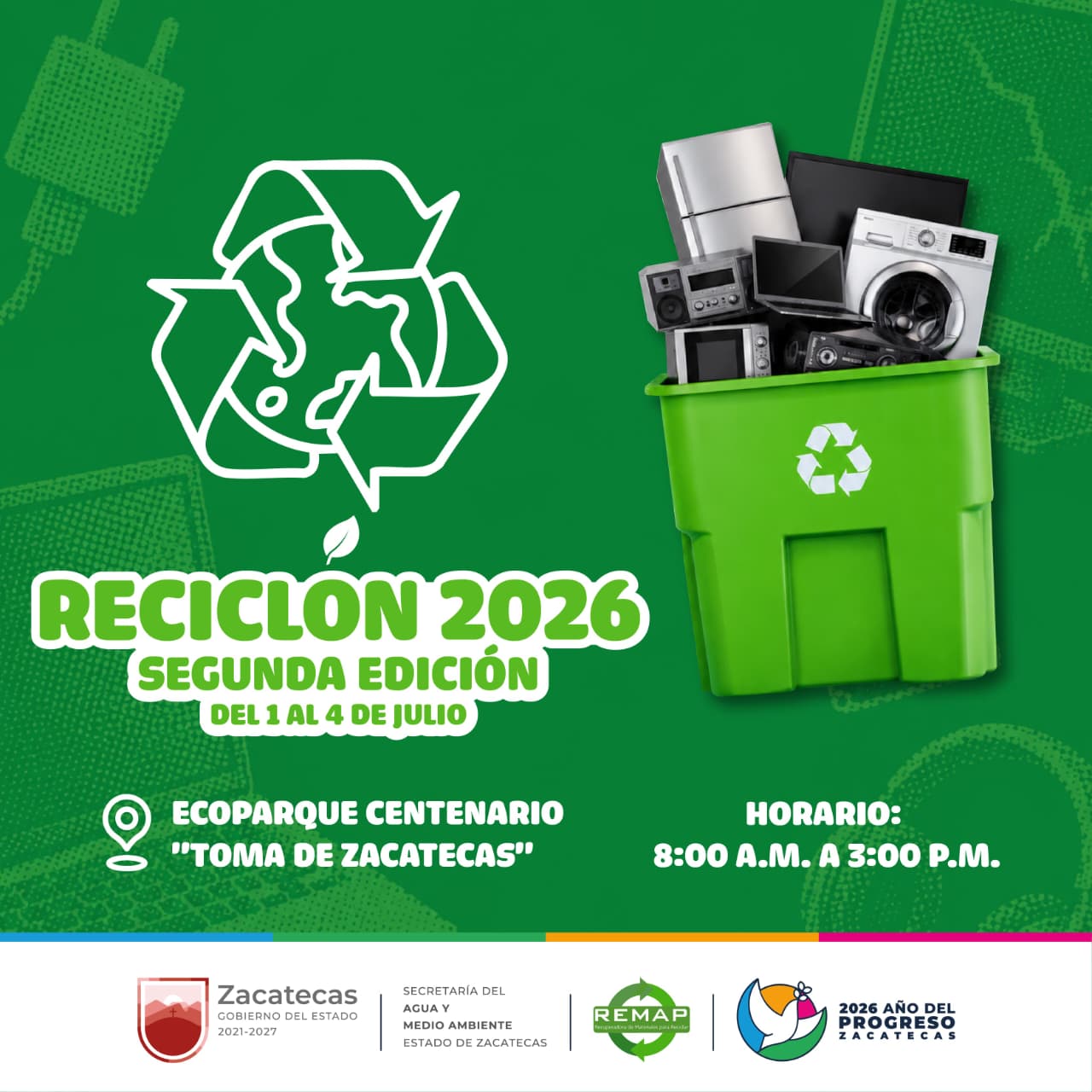 Invita Gobierno de Zacatecas a participar en segunda edición del Reciclón 2026