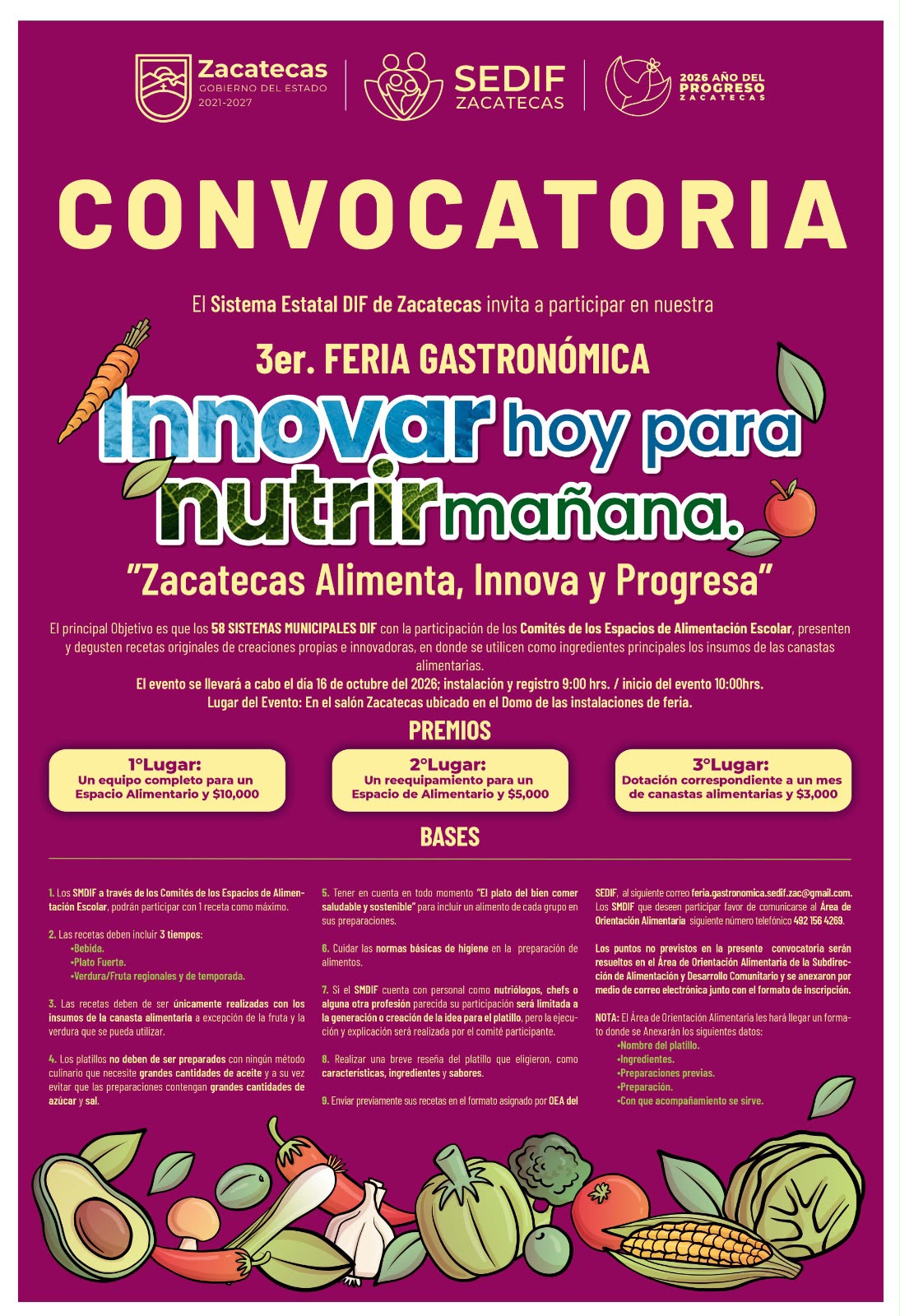 Realizará Gobierno de Zacatecas 3ª Feria Gastronómica Innovar hoy para nutrir mañana