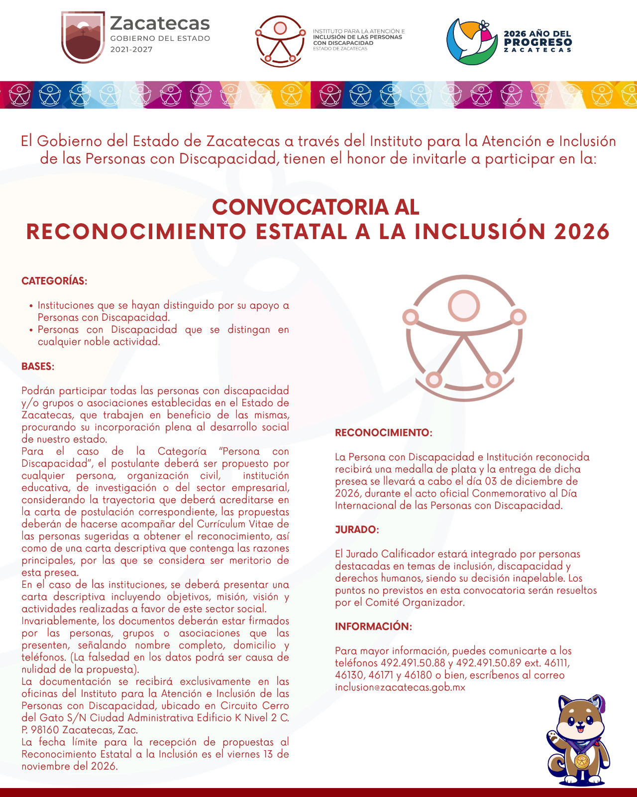 Presenta Gobierno de Zacatecas Convocatoria al Reconocimiento Estatal a la Inclusión 2026